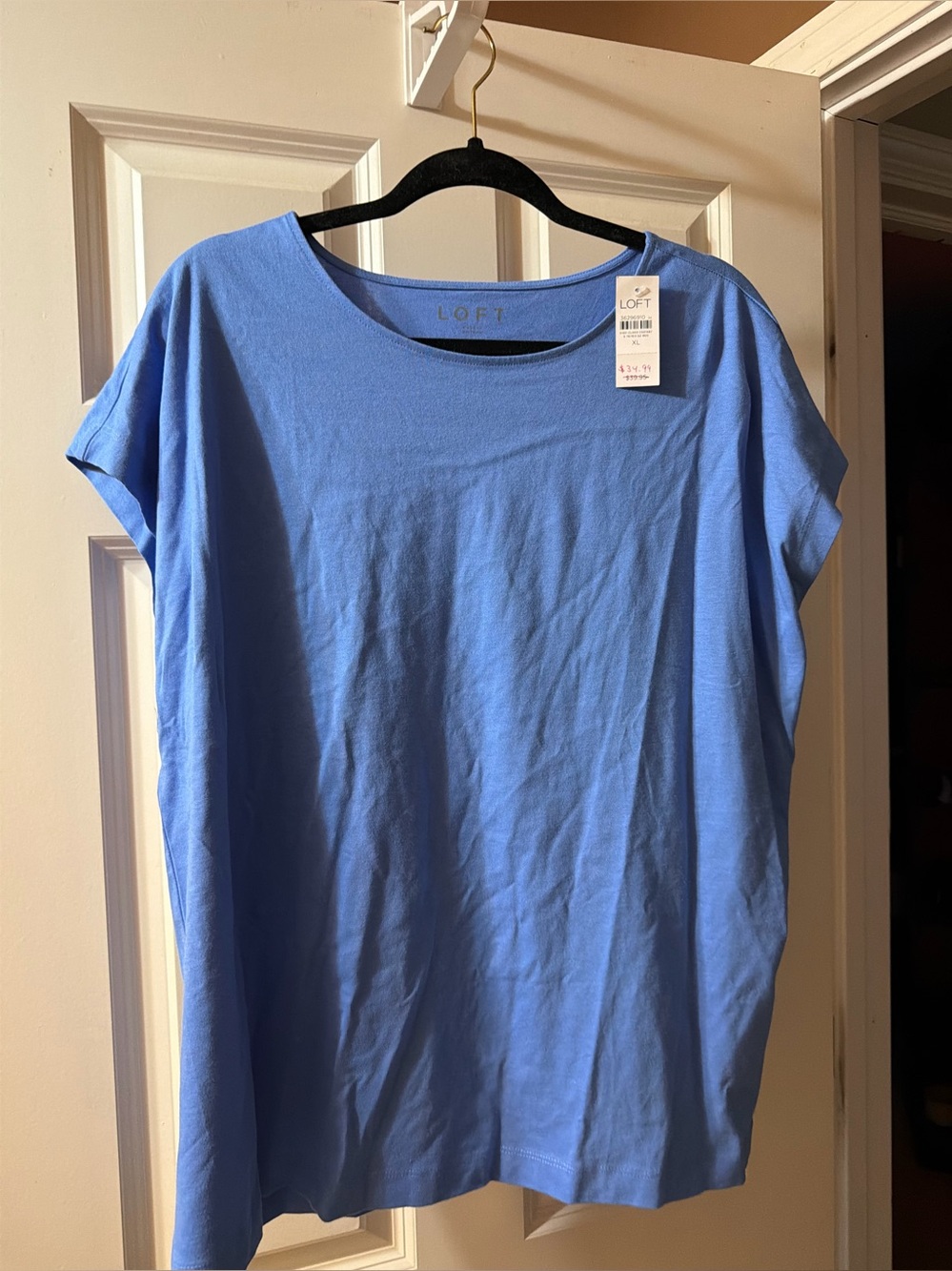 LOFT Sky Blue Scoop Neck Short Sleeve Women's Top